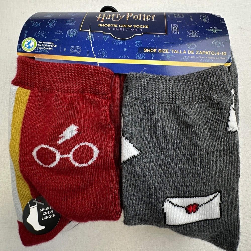 Harry Potter 10 Pair Shortie Crew Socks‎ Youth 4-10 Multicolor Pack